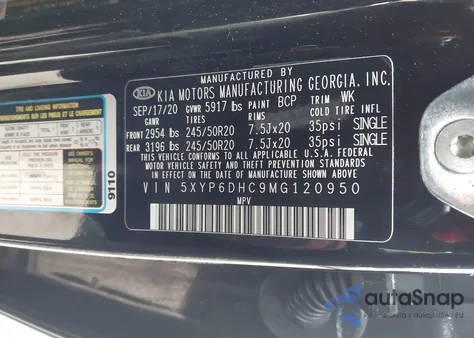 2021 Kia Telluride S from USA, damaged, VIN 5XYP6DHC9MG120950